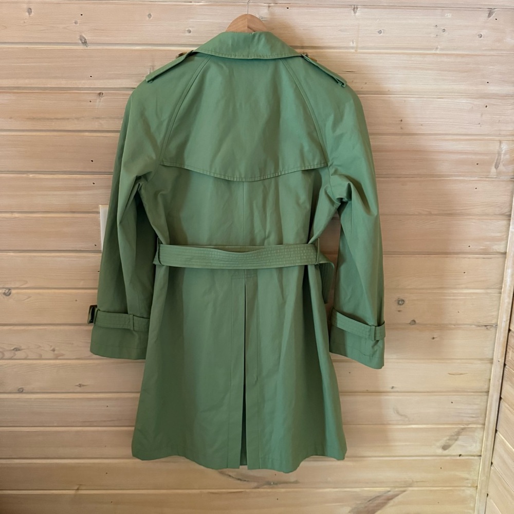 EUC Talbots Green Belted Trench Coat Sz 2P - Picture 2 of 3